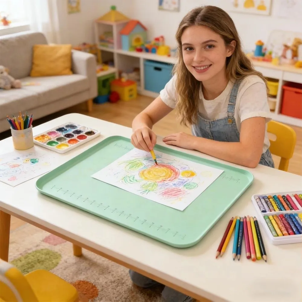 Silicone Painting Mat Large Non-Slip DIY Craft Tray with Raised Sides Washable Graffiti Clay Art Pad For Crafts Drawing Clay