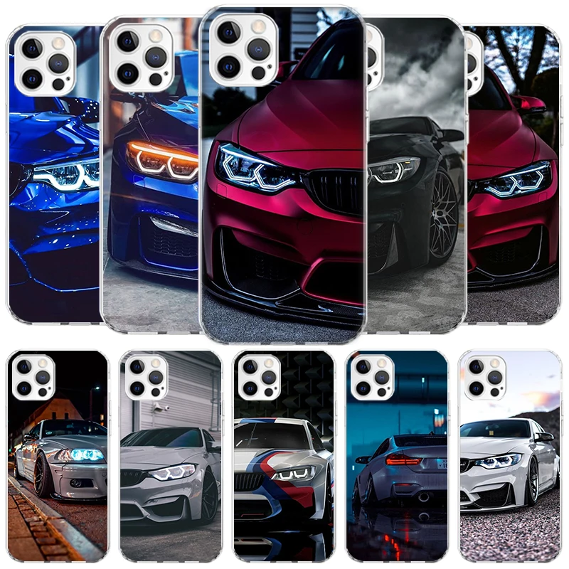 Blue Red Car for B-Bmw Cover Phone Case For iPhone 16 15 14 13 12 Mini 11 Pro Max X XS 7 Plus 8 + SE 2020 Soft Fundas Shell