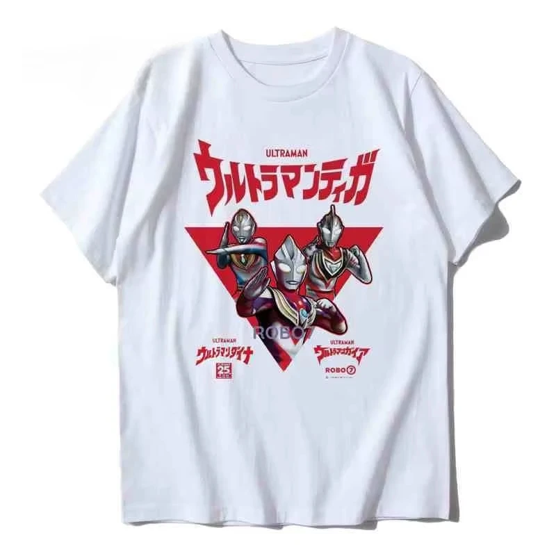 Heisei ثلاثة الترامان قصيرة الأكمام الرسوم المتحركة مشتق 80 الترامان دانا غايا ديغا تي شيرت القطن المطبوع ملابس الوالدين والطفل