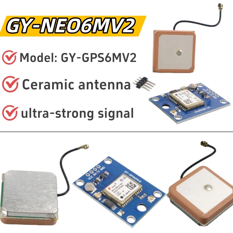 2pcs GY-NEO6MV2 New NEO-6M GPS Module NEO6MV2 with Flight Control EEPROM MWCPM2.5 Large Antenna for Arduino Modification DIY