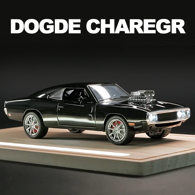 

Simulation 1:24 Dodge Charger 1970 Alloy Car Model Sound Light Collective Voiture Miniature Pullback Kids Metal Diecast Car Toy