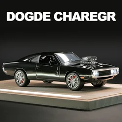 Simulation 1:24 Dodge Charger 1970 Alloy Car Model Sound Light Collective Voiture Miniature Pullback Kids Metal Diecast Car Toy