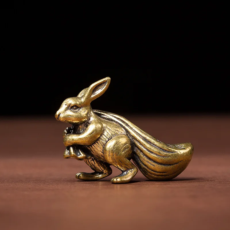 1/2Pcs Brass Twelve Lucky Rabbit Zodiac Rat Creative Personality Car Ornament Crafts Wholesale Desktop