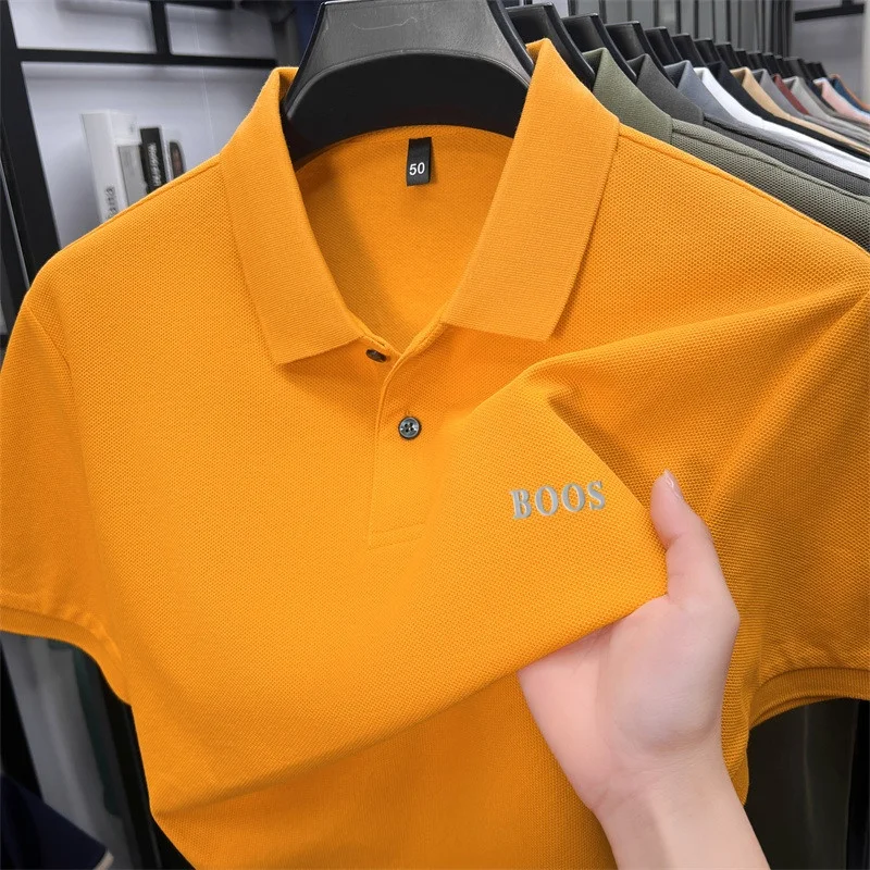 100% Baumwolle Hochwertige Herren Kurzarm-Poloshirts mit Kragen und Knöpfen Buchstabendruck Mehrere Farboptionen Meistverkaufte Herrenbekleidung – Detail 36
