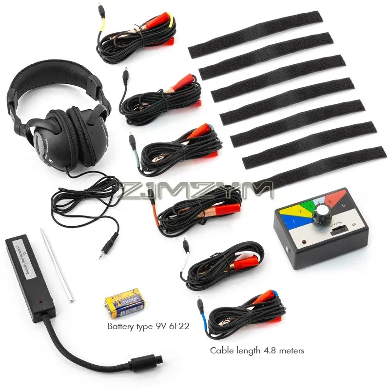 Automotive Diagnostics 6 Channel Electronic Stethoscope Tool, 6 Noise-Finder Microphone Clamps with Leads, Over-Ear Headphone