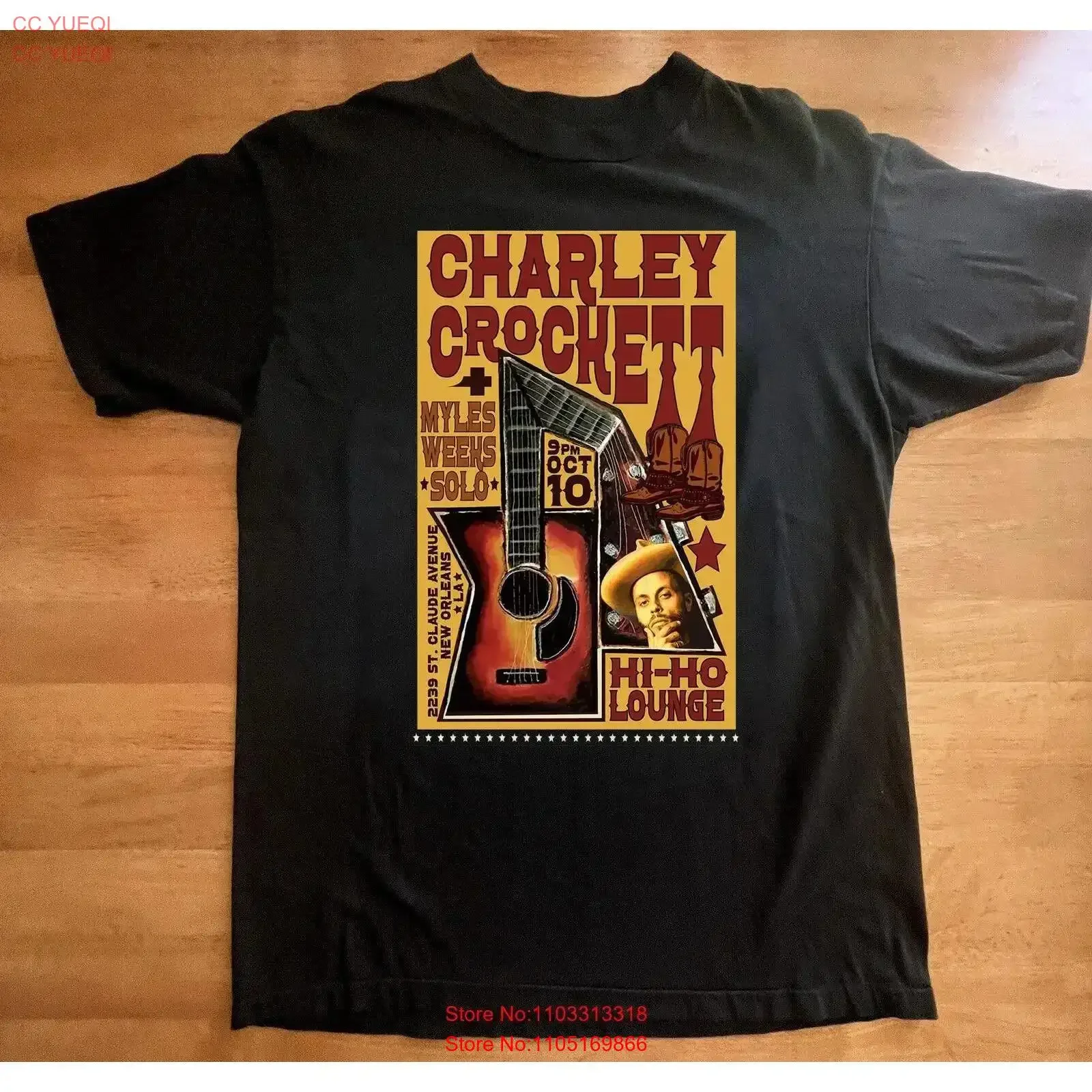 تي شيرت Charley Crockett at Hi Ho Lounge قطني للكبار WA241 ملابس مصممة كلاسيكية مغسولة ناعمة ومتعددة الاستخدامات ملابس الشارع