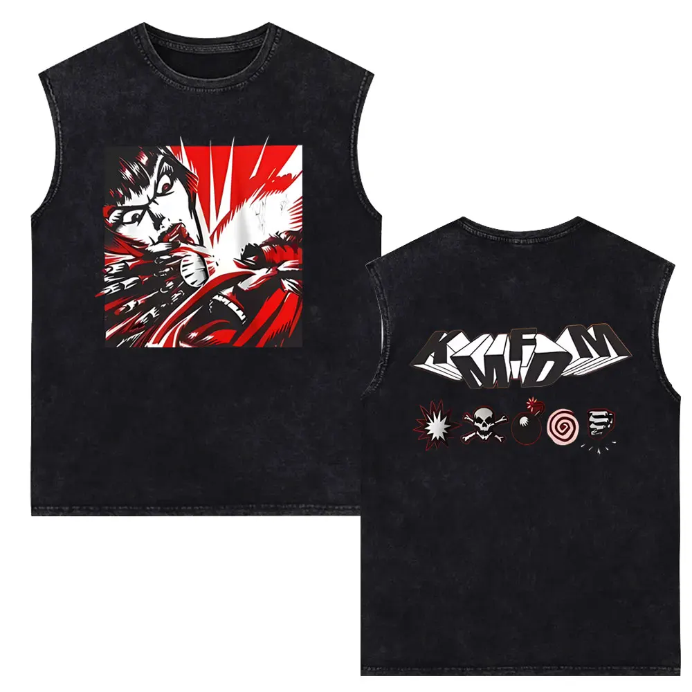 Rock Band Kmfdm Symbols Vintage Washed Tank Tops Men Women Retro Gothic Punk Streetwear Male Casual Pure Cotton Sleeveless Vest