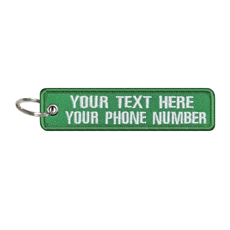 Personalized two line text  customization embroidery patches, car, motorcycle, backpack, door lock, personalized key labels