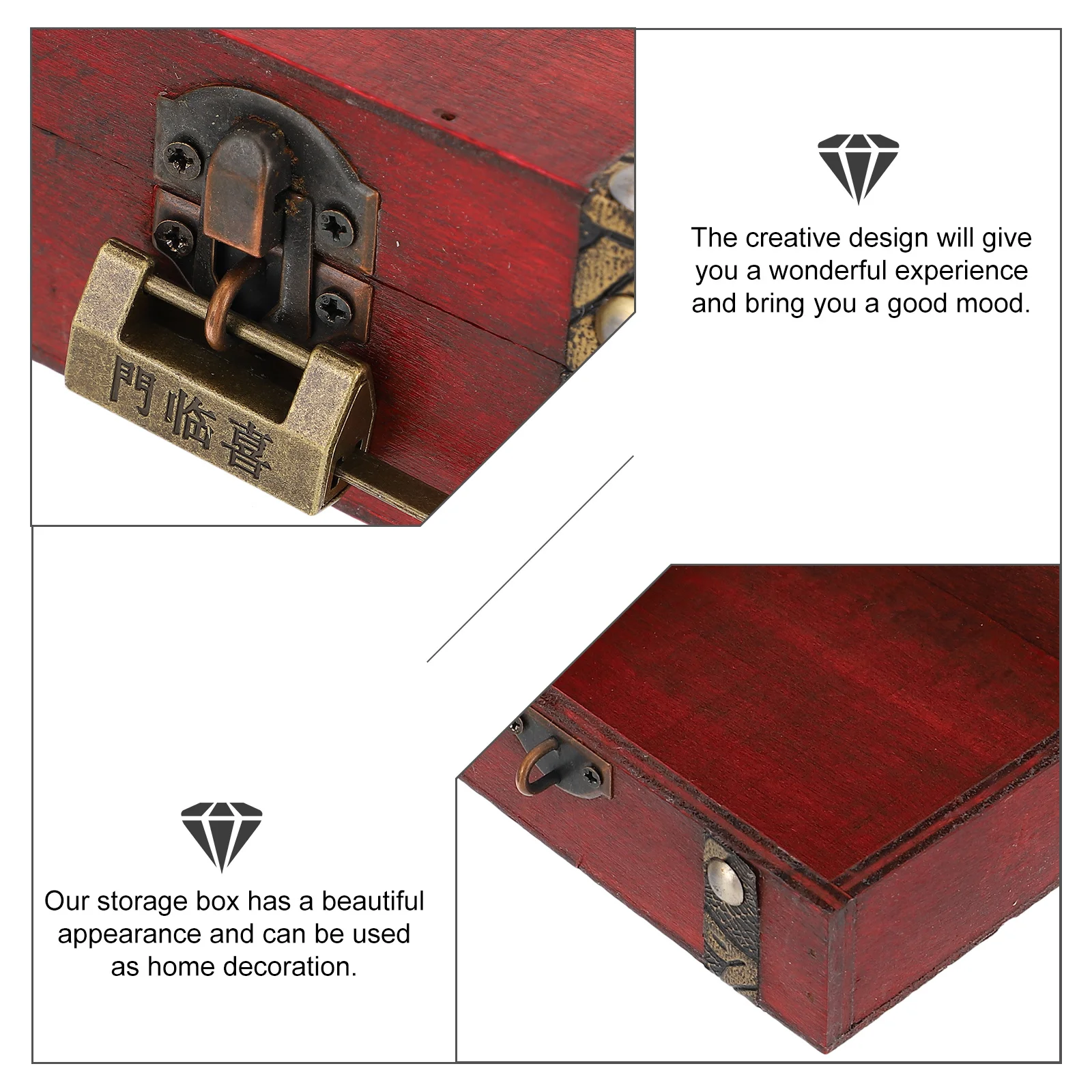 

1Pcs Wood Storage Box Retro Square Organizer Large Desktop Sundries Case for Jewelry Cosmetics Office Home Desktop Retro Box