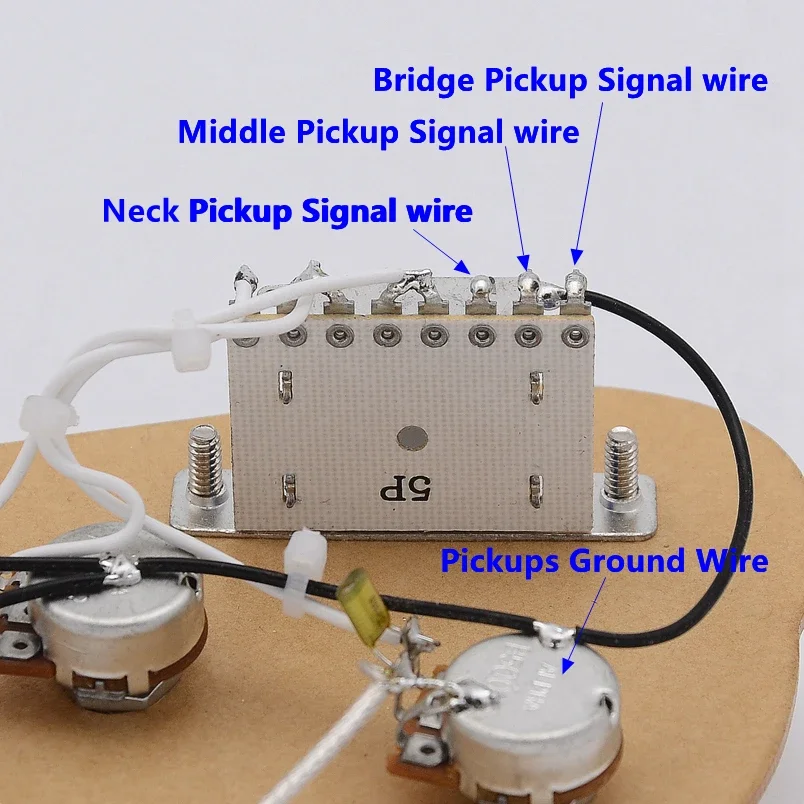 1 Set G.F SSS/SSH Electric Guitar Wiring Harness  (  3x  250K/500K Pots + 5-Way Switch  + Jack  )