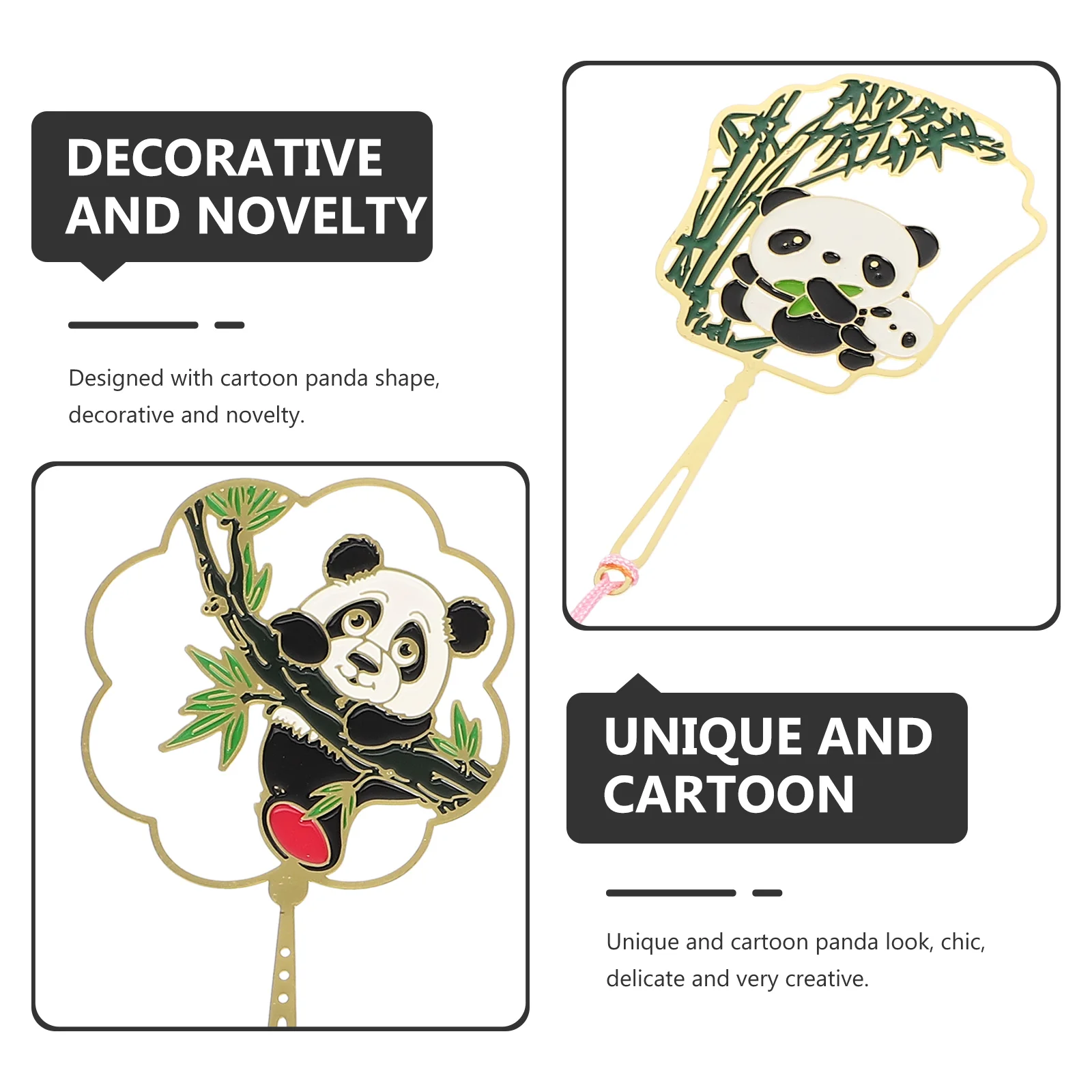 2 Pcs Page Holders for Reading Panda Bookmark Bookmarks Kids Decor Elegant Marker Tassel