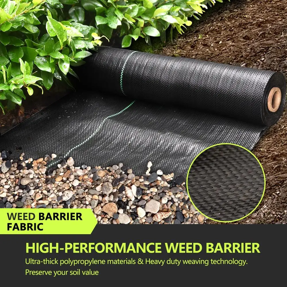 Premium 4x300FT Garden Weed Barrier Landscape Fabric Heavy Duty Woven Ground Cover Black Mulch Landscaping Fabric Thick & Sturdy