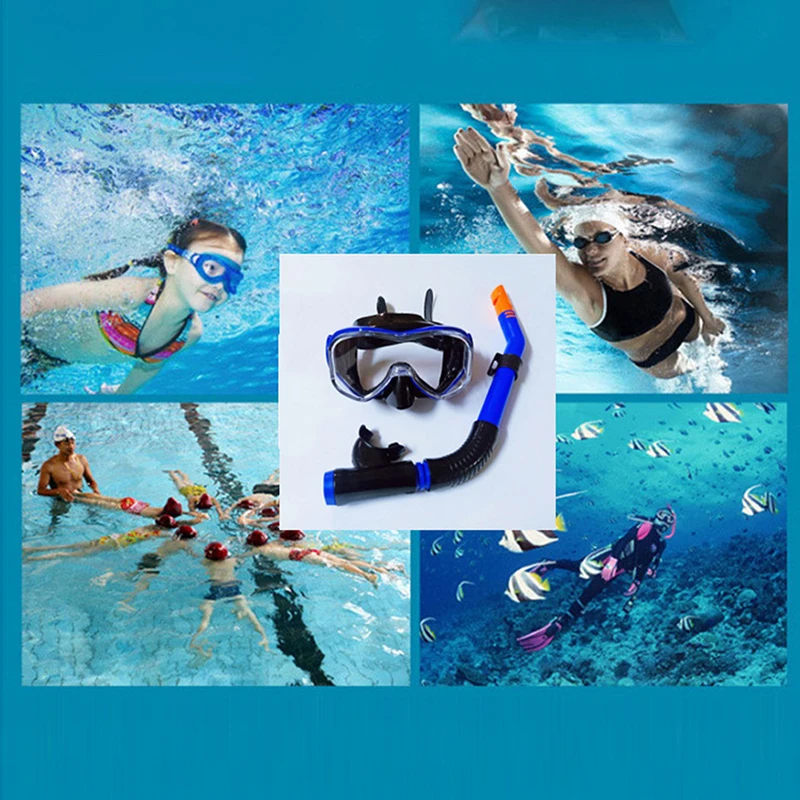 Professional Snorkel Set Full Face Mask Diving Goggles Equipment Deep Sea Suit Full Tempered Glass Dry Diving Glasses Adult