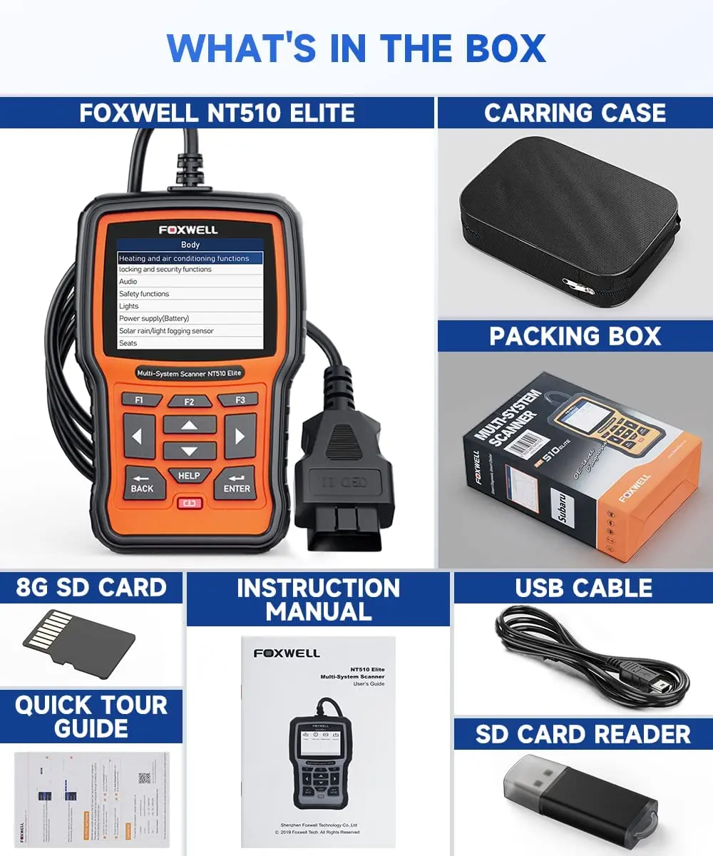 FOXWELL NT510 Elite OBD2 Scanner Voor BMW Alle Systeemcodelezer ABS SRS DPF TPMS Actieve Test OBD2 Diagnostische Scanner Tools