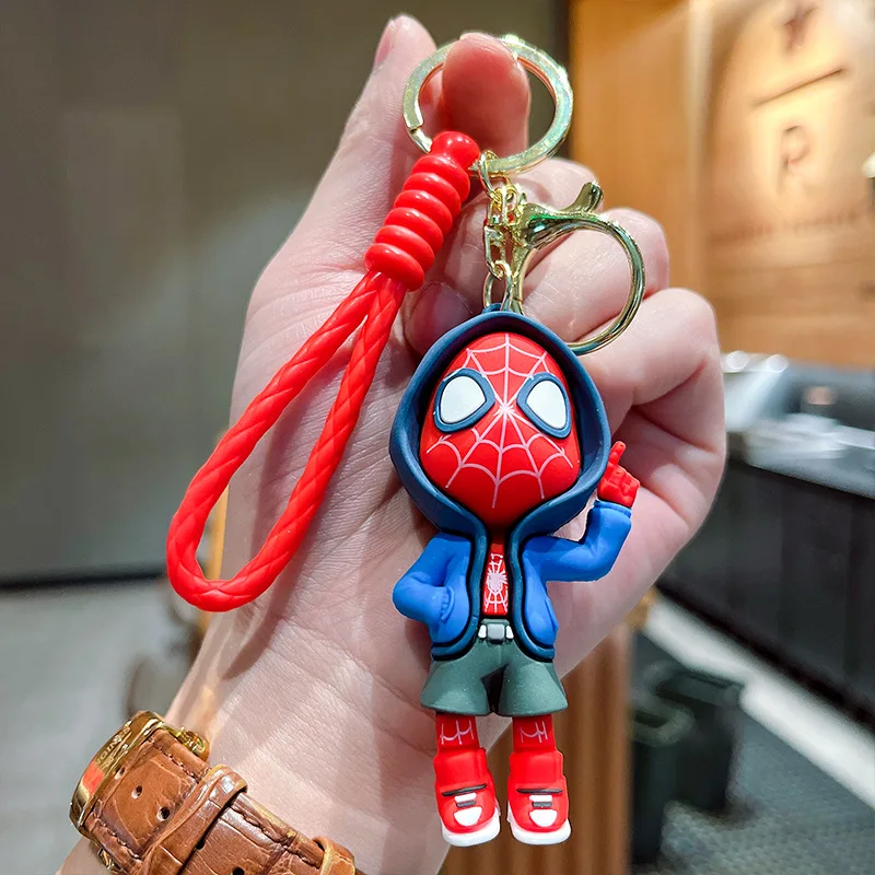 Action Figure Spider Man Keychain Captain America Keyring Bag Pendant Avengers Car Key Ring Wholesale Spiderman Toy Boy Kid Gift