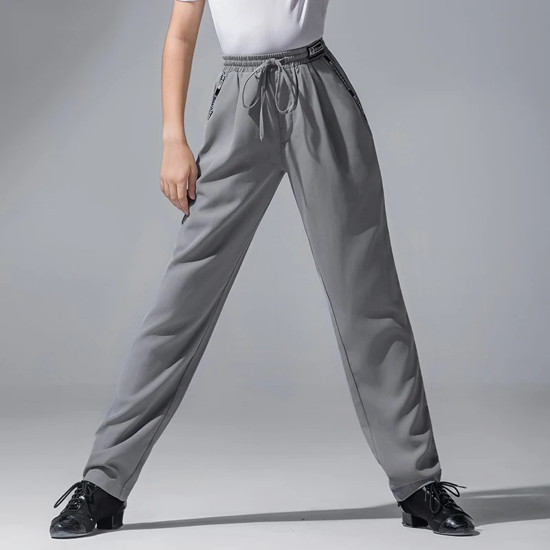 

Новинка 2024, брюки для латинских танцев для мальчиков, серые повседневные брюки, чача, румба, танго, детские костюмы для латинских танцев, DQS20531