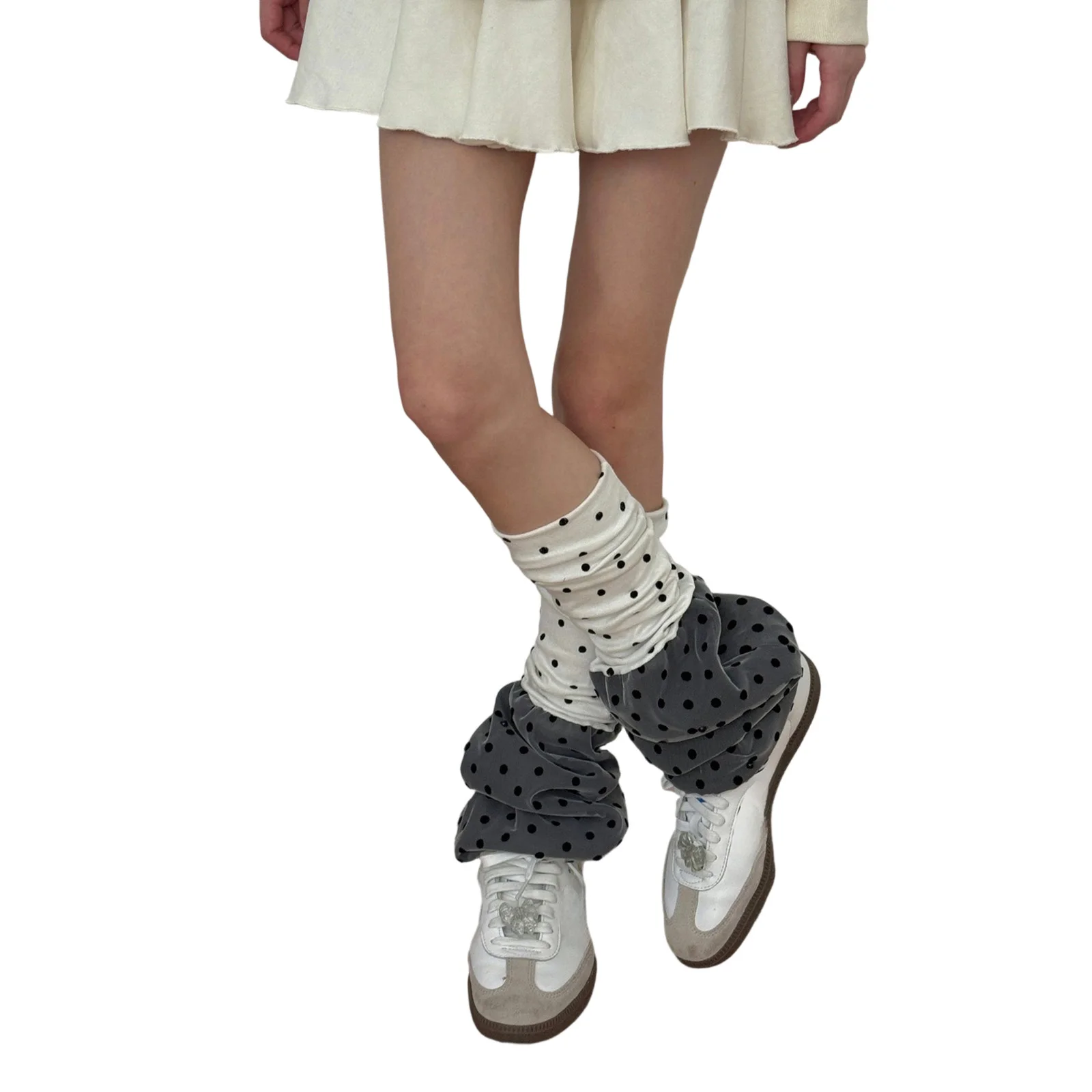 

Women Leg Warmer Elegant Dot Print Patchwork Calf Cover Boot Socks for Party Street
