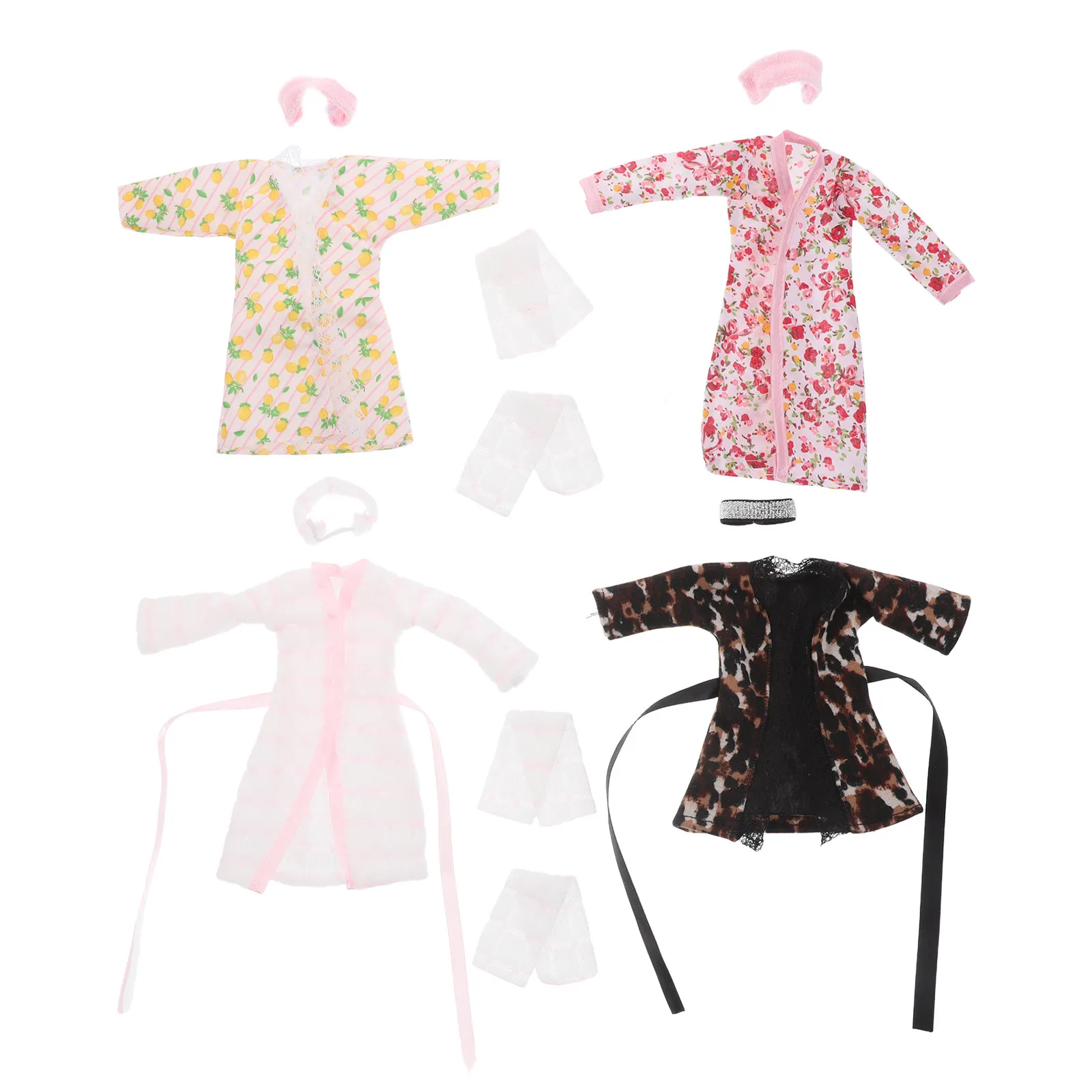 

4 комплекта аксессуаров для кукольного домика: миниатюрные халаты для миниатюрных кукол, для ролевых игр, мягкий, яркий дизайн