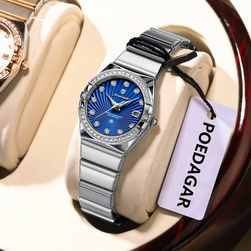 Imagen 2 del producto POEDAGAR, reloj de lujo a la moda para mujer, reloj luminoso resistente al agua de acero inoxidable con fecha para mujer, relojes de cuarzo elegantes a la moda para mujer