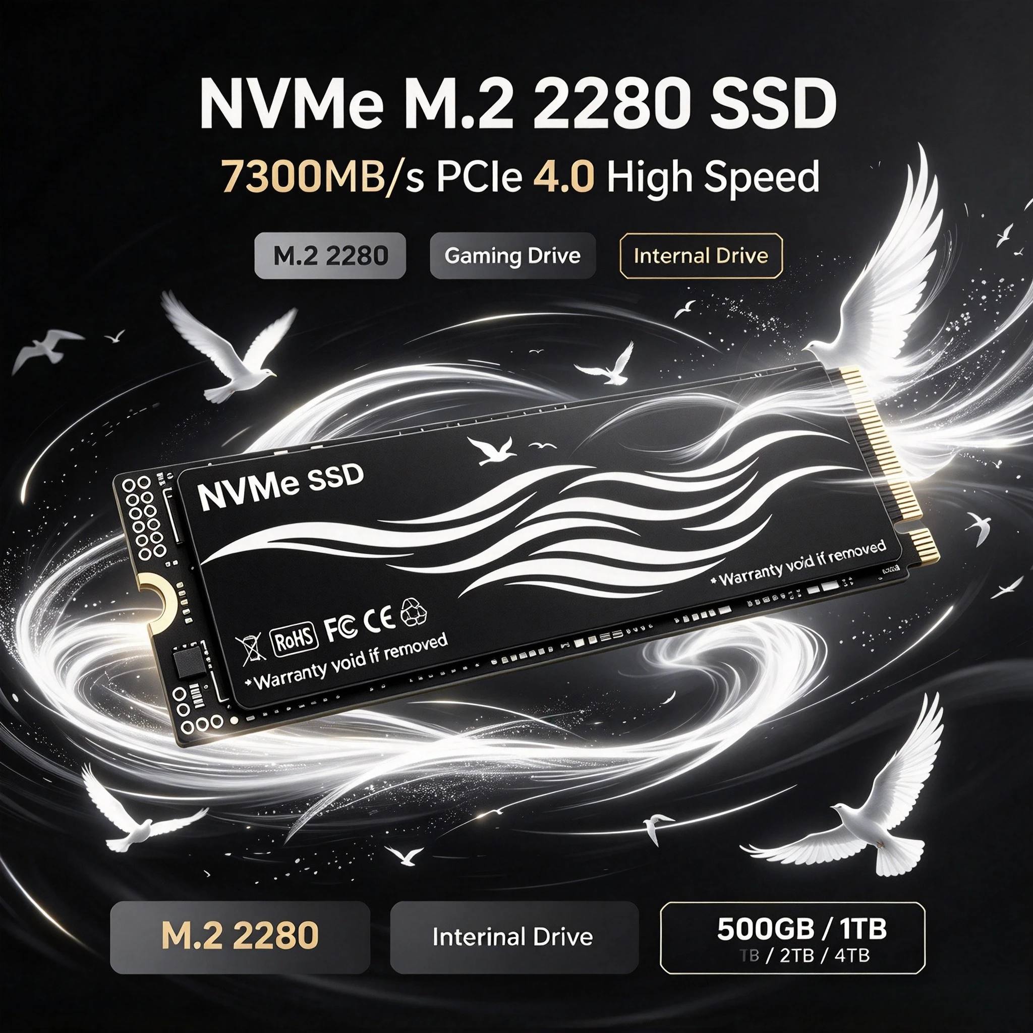 Professional M.2 SSD Hard Disk 2TB 4TB 500GB, 7300MB/s NVMe M2 PCIe 4.0 Internal Solid State Drive For PC Desktop Laptop