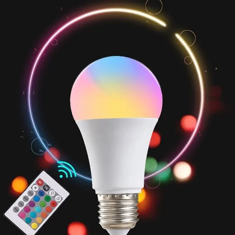 24 Key Remote Control 15W E27 220V 16 Colors RGB Bulb LED Multicolor BulbHousehold Lighting Dimmable Smart Lamp Atmosphere Light