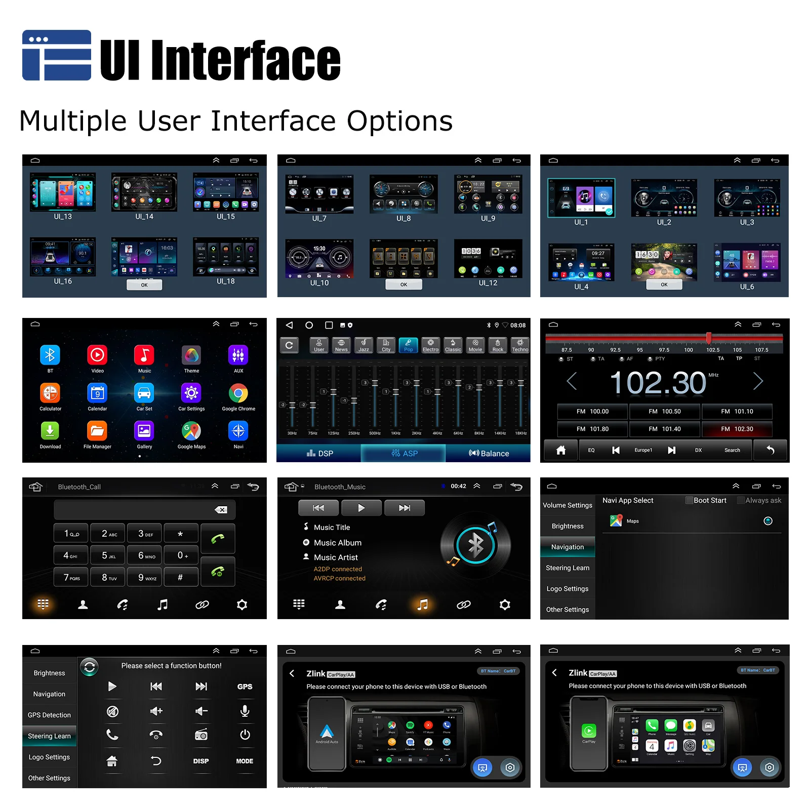 7"/9"/10“ 2 DIN Android 15 4+64G Car Stereo Multimedia Player Universal Carplay Android Auto GPS Navigation FM Radio Touchscreen - Image 6