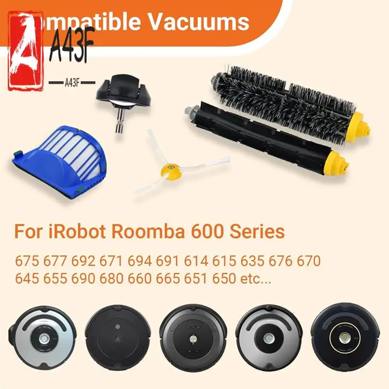 

A43F-Replacement Parts For Irobot Roomba 692 694 676 675 695 677 671 655 645 690 680 660 650 620 614 Vacuum Brush Filters
