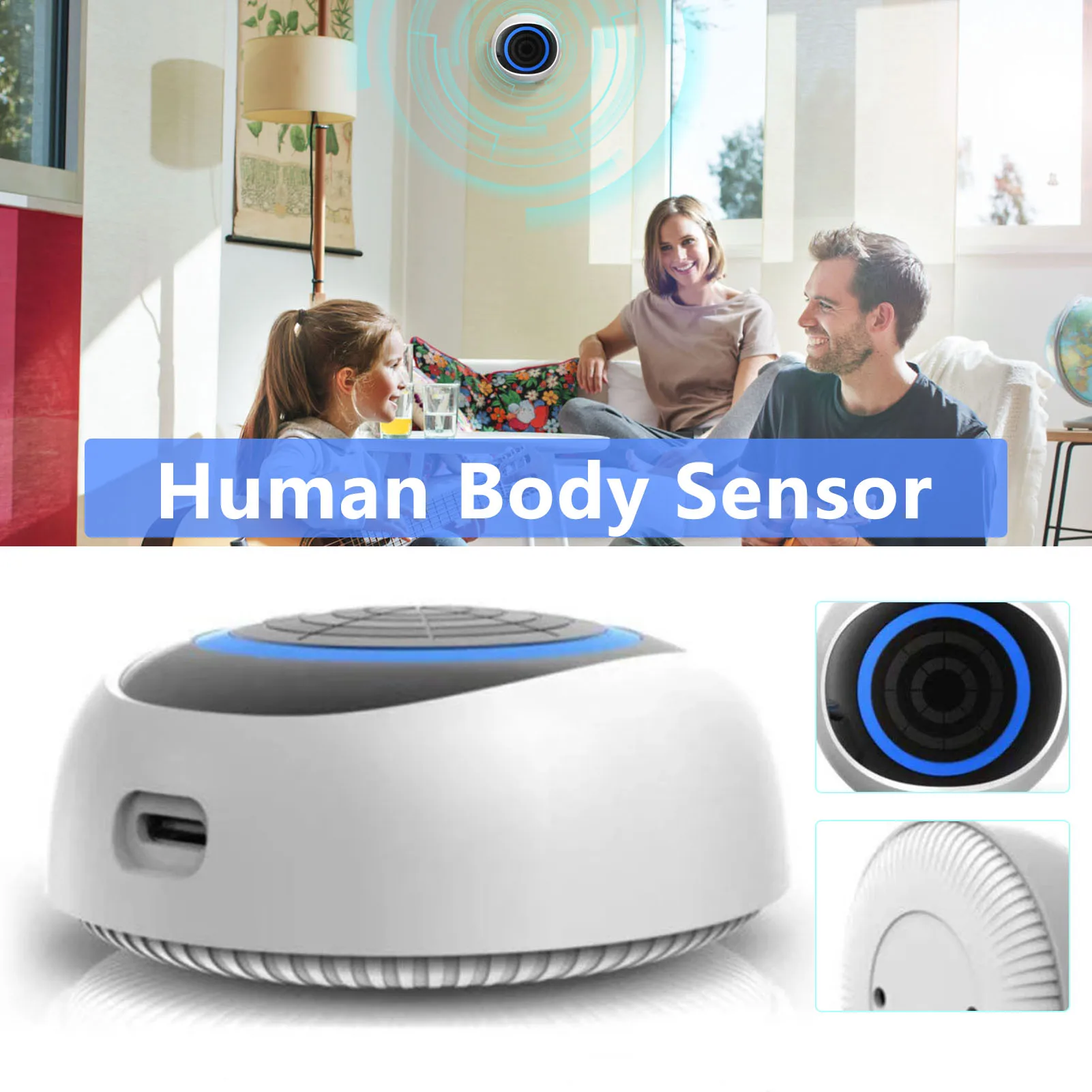 Sensor de movimiento de personas de alta detección, Sensor de cuerpo humano con sonido para el hogar