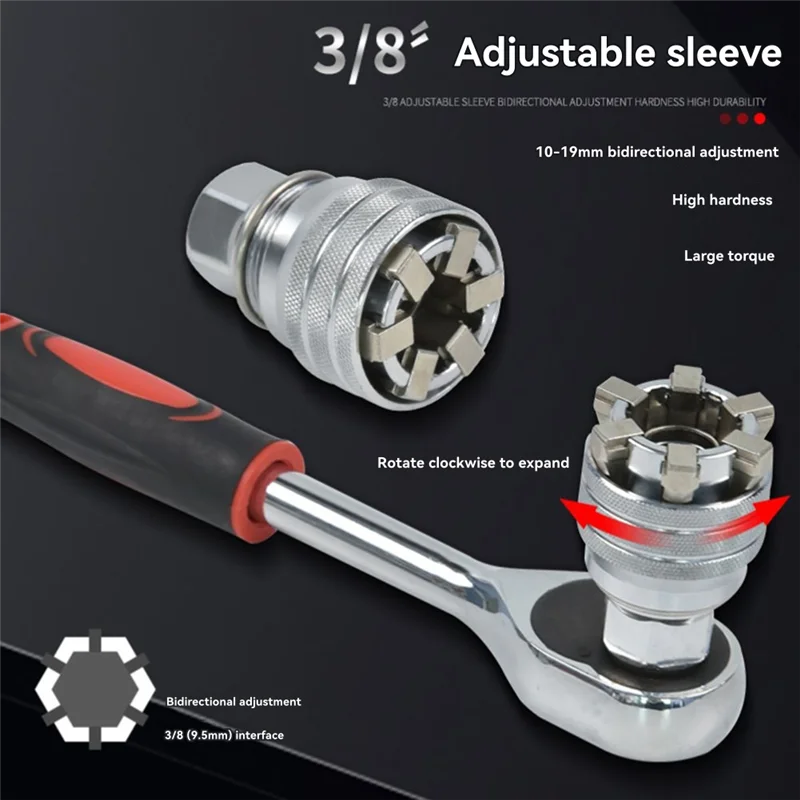 

A50I Universal Socket Universal Magic Socket Multi-Function Wrench Socket Set Combination Tool Quick Ratchet Wrench