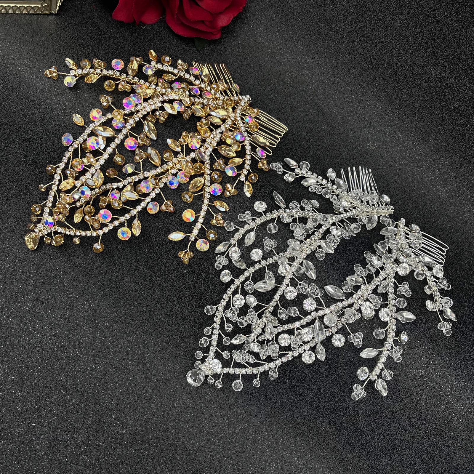 DZ215 Bohemian Strass Stirn Stirnband Braut Haar Zubehör Glänzende Champagner Anhänger Kopfschmuck Frauen Schmuck Tiara