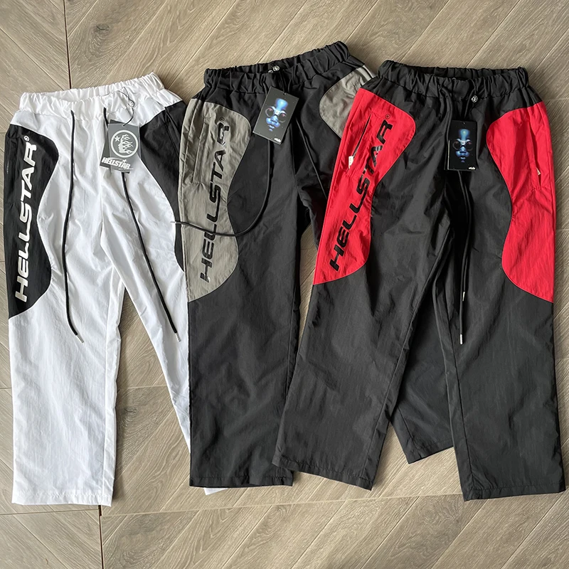 

Повседневные спортивные брюки HELLSTAR STUDIOS с волнообразным узором и цветными вставками, прямого кроя, длинные, для лета, молодежные, на каждый день