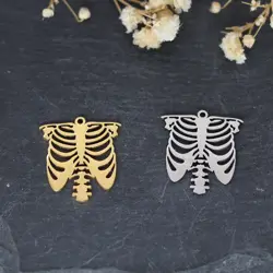 3pcs Skeleton Ribcage Charms Stainless Steel Charms for Jewelry Making Earrings Bracelets Craft Pendant Hallloween diy Materials