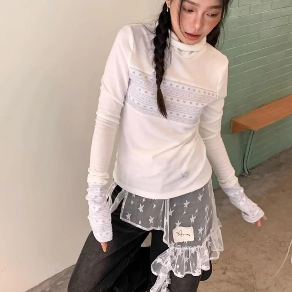 Fashion Star Lace Mini Skirt Japanese Style Hight Waist Gauze Skirt Y2K Fairy Faldas Ruffled Edge Skirt Girls