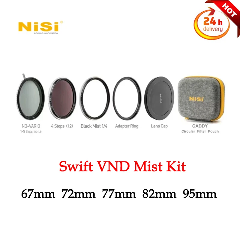 

Nisi ND 1-5 Stops Black Mist 1/4 Swift Lens Filter Kits UV Filter Variable Adjustable Neutral Density 67mm 72mm 77mm 82mm 95mm