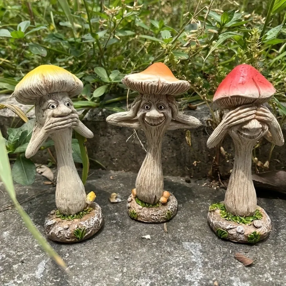 

Creative Cute Small Mushroom Statue Resin Crafts Unique Mushroom Ornament Funny Mushroom Sculpture For Garden Courtyard Decor