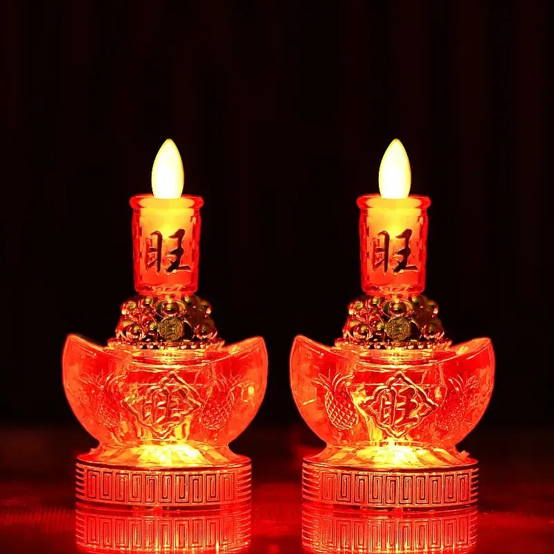 2pcs LED simulazione fiamma candela lampada buddista luce elettrica Guanyin ornamento sancito casa Fengdhui decorazione