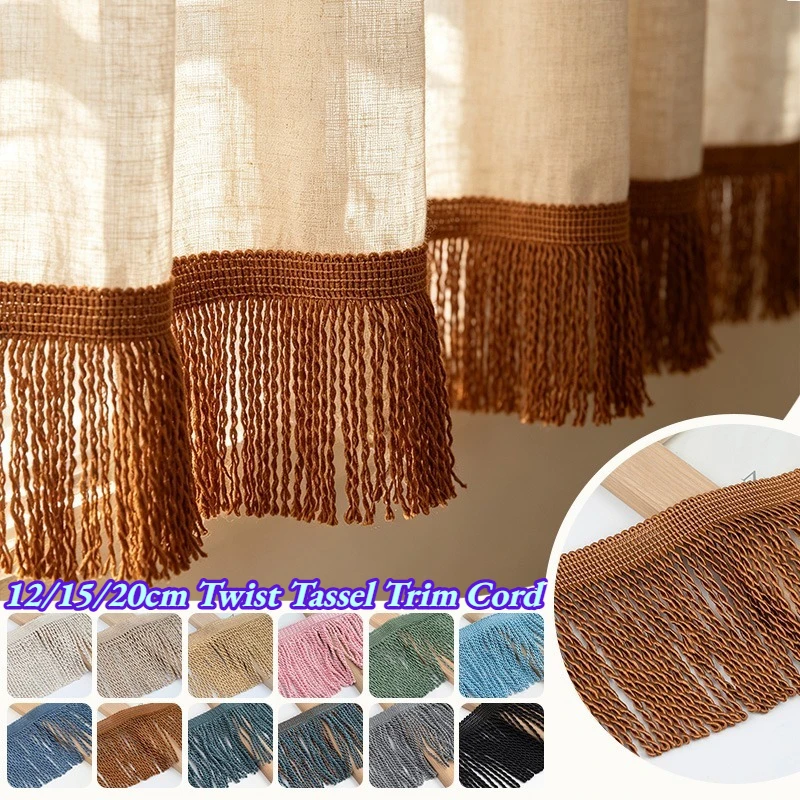 Cord Trim Twisted - เชือกถักเกลียวขนาด 12/15/20 ซม. พร้อมพู่ห้อยตกแต่งสีทอง สำหรับตกแต่งบ้าน งาน
