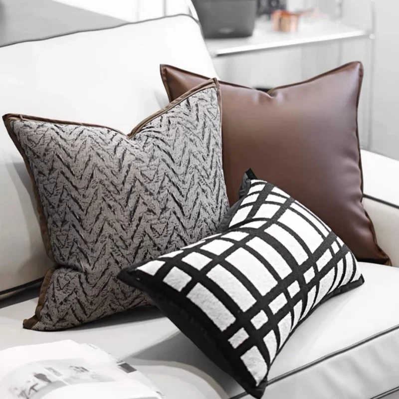 Almofadas geométricas de luxo marrom onda capa de almofada estilo italiano moderno capa de almofada decorativa para sofá cadeira decorações para casa