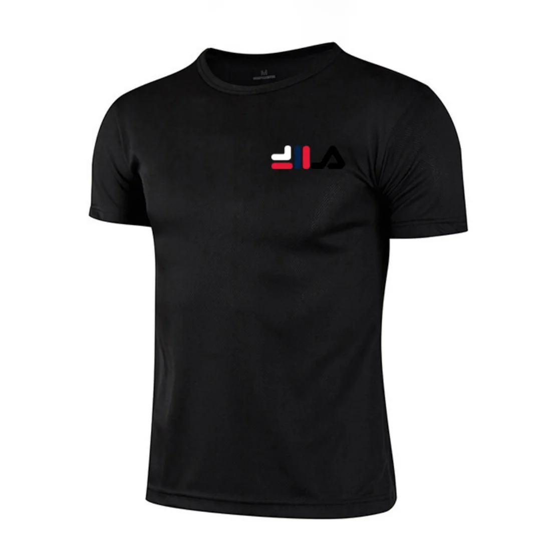 

Men's Short sleeved T-shirt 2025 New Printed Mesh Breathable Quick drying Sweat absorbing Sports Round Neck Top