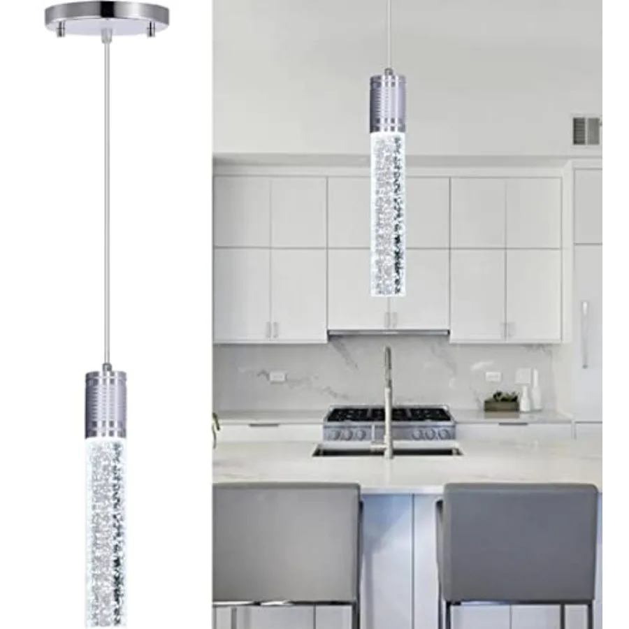 

Современные подвесные светильники для кухонного острова, хрустальные люстры для кухонного острова, хромированная мини-люстра с дневной световой температурой 6000K