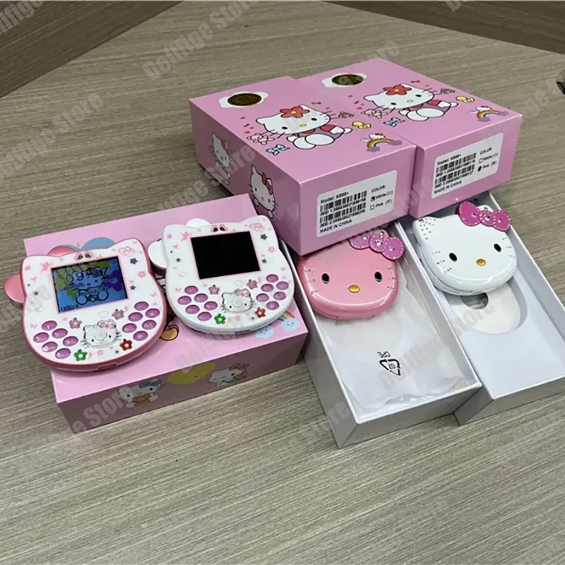 

2024 Hello Kitty Sanrio Cute Mini Phone Cartoon Kids Taiml Kawaii Phone Birthday Festival Fashion For Children Girls Gifts Toys