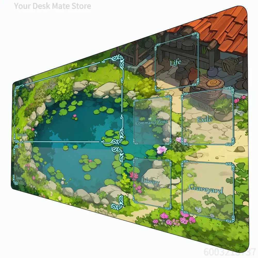 Leuchtende Lotus-Teich MTG Spielmatte Magic Card Battle Mat Rutschfest Langlebig 35X60CM Commander Spielmatte Brettspielmatte für TCG