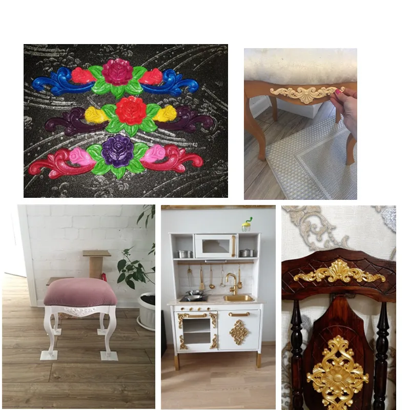 Openwork Floral Corner Brackets Wooden Figurines Furniture Decoration Appliques Frame Wall Door DIY Home Improvement Supplies image 5