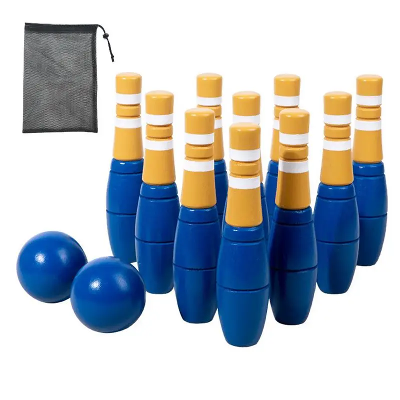 

Wooden Bowling Game Set Outdoor Bowling Game Kit Bowling Game Toys With Smooth Surfaces For Parties Carnivals Family Game Nights