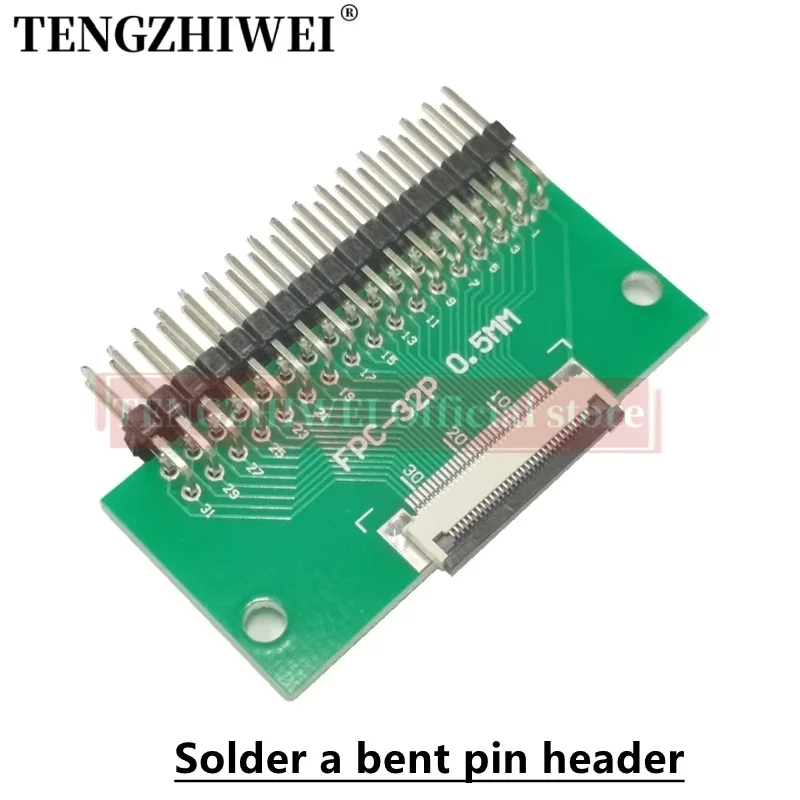 2 Stuks Ffc/Fpc Adapter Board 0.5Mm-32P Tot 2.54Mm Gelaste 0.5Mm-32P Flip-Top Connector Gelaste Rechte En Gebogen Pin Headers