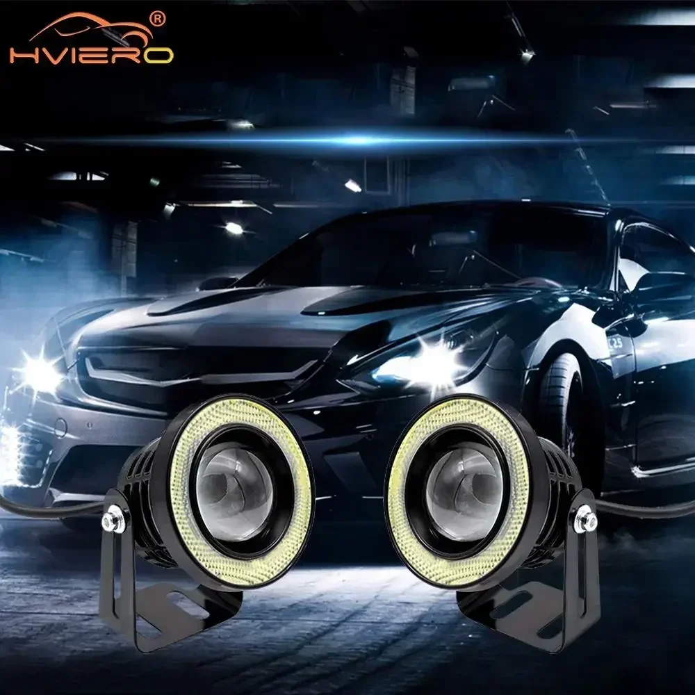 

Car COB Led 12V HeadLamps Angel Eyes Fog Lights Waterproof Headlights DRL Daytime Running Head Days Turn Signal Multiple Colors