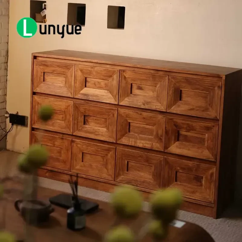 Durable Freestanding African Teak Locker Heavy Duty Eco Friendly Large Capacity Living Room Storage Cabinet Traditional