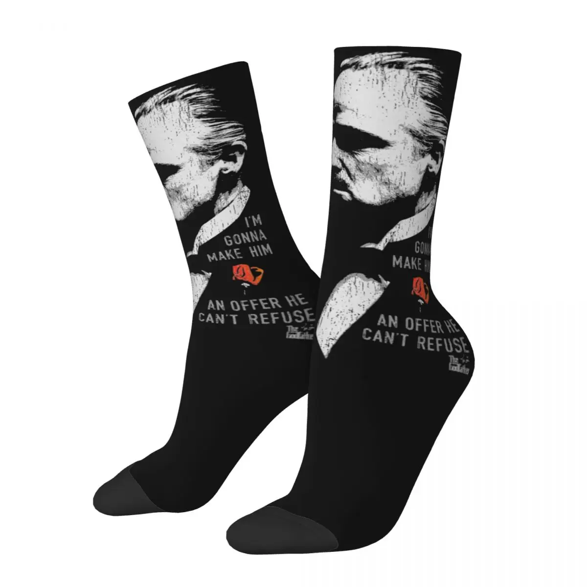 The Godfather Film Accessories Socks Cozy Don Vito Corleone Movie Sport Crew Socks Cotton for Mens Birthday Gifts Idea