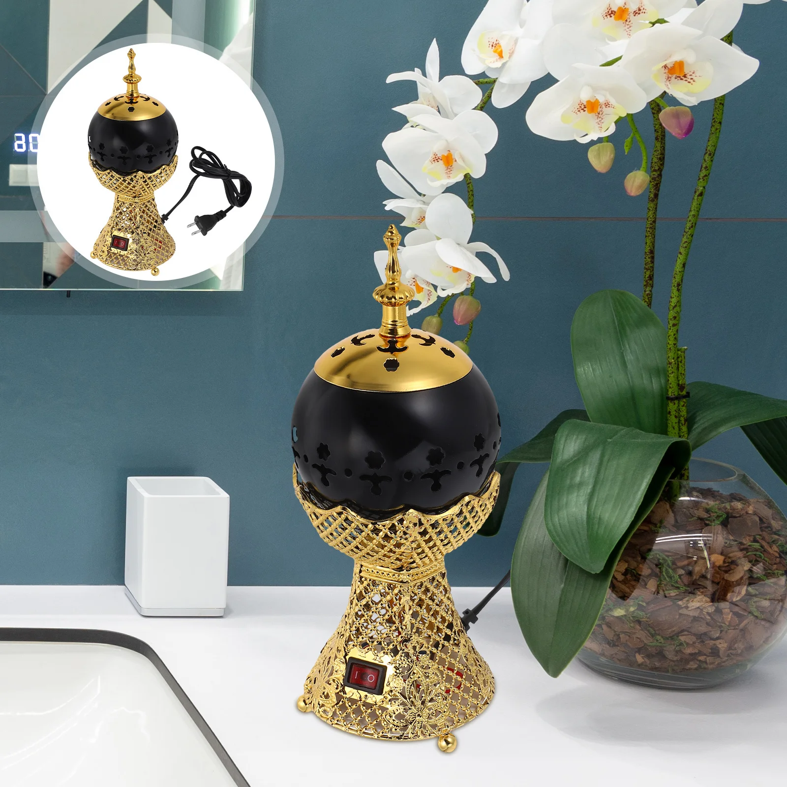 

Compact Iron Incense Burner For Home Decorative Electric Aromatherapy Stove Small Air Freshener Purifier Plug In Metal