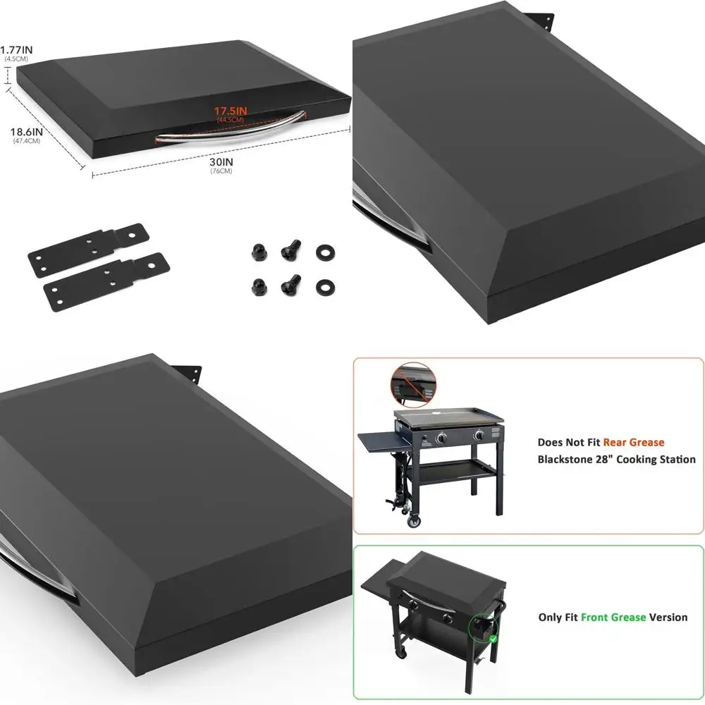 

Blackstone 28 Front Grease Flat Griddle Cover, Hard Top Hood, Black